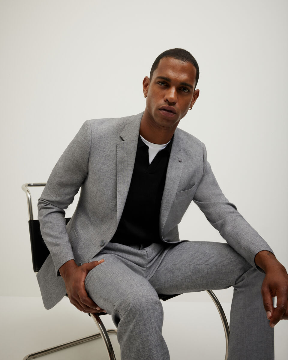 Textured Tailored Jacket, Light Grey, hi-res